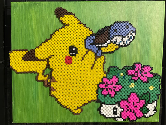 Pikachu watering flowers